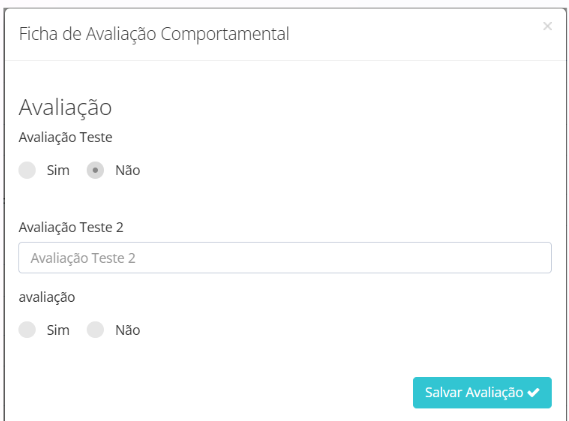 Exemplo da Tela de Avaliação